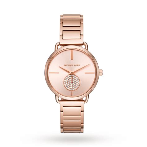 michael kors petite portia rose gold-tone watch 28mm